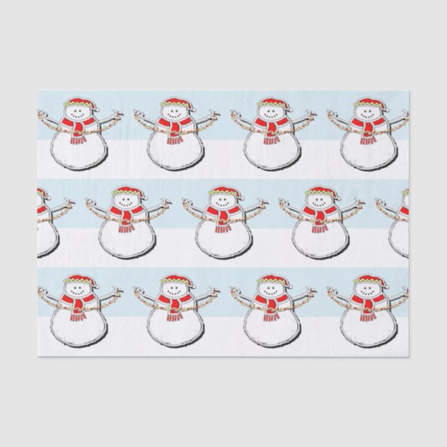 Snowman Christmas Holiday Tissue Paper (Front)