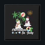 Snowman Christmas In July Funny Hawaiian Summer Va Magnet<br><div class="desc">Snowman Christmas In July Funny Hawaiian Summer Vacation</div>