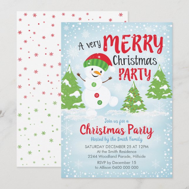 Snowman Christmas Invitations (Front/Back)