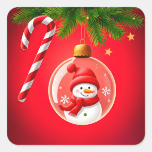 🎁Snowman Christmas Ornament Festive Decor ✨ Square Sticker