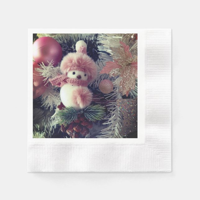 Snowman Christmas Paper Napkin (Front)