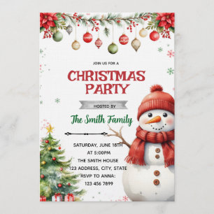  Snowman Christmas Party Invitation