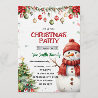 Snowman Christmas Party Invitation