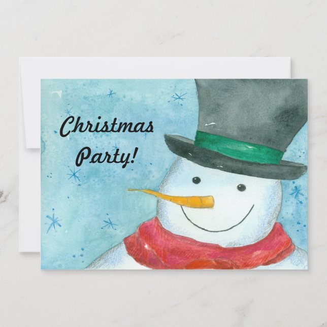 Snowman Christmas Party Invitation aquarelle Art (Devant)