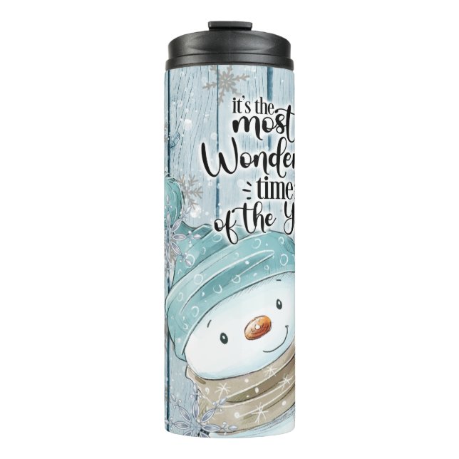 Snowman Christmas Personalize Thermal Tumbler (Front)
