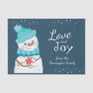 Snowman Christmas Personalized Family Name Tissue Paper