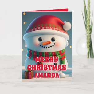 Snowman Christmas Personalized Kids Photo Holiday Card