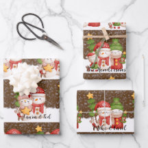 Snowman, Christmas Personalized  Wrapping Paper 