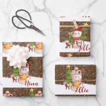 Snowman, Christmas Personalized  Wrapping Paper Sh
