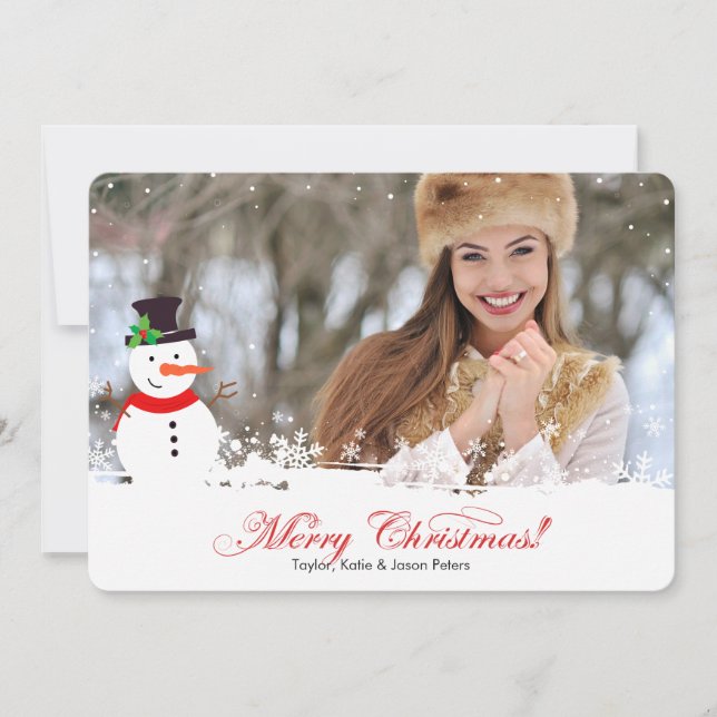 Snowman Christmas Photo Card (Front)