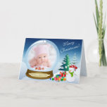 Snowman Christmas PHOTO Snow Globe Card<br><div class="desc">This "Special Delivery" merry Christmas snow globe photo card would be a unique way to send Merry Christmas and/or birth of baby announcement greetings to all your family and friends. Customize the text to say what you want and upload a square shaped digital photo into the blue glass and wood...</div>