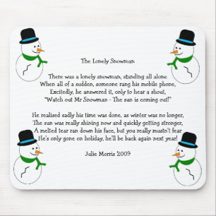 Snowman Christmas Poem Mouse Pad