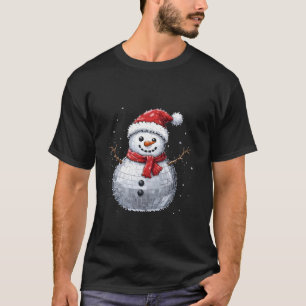 Snowman Christmas Retro Santa Hat Disco Ball Match T-Shirt