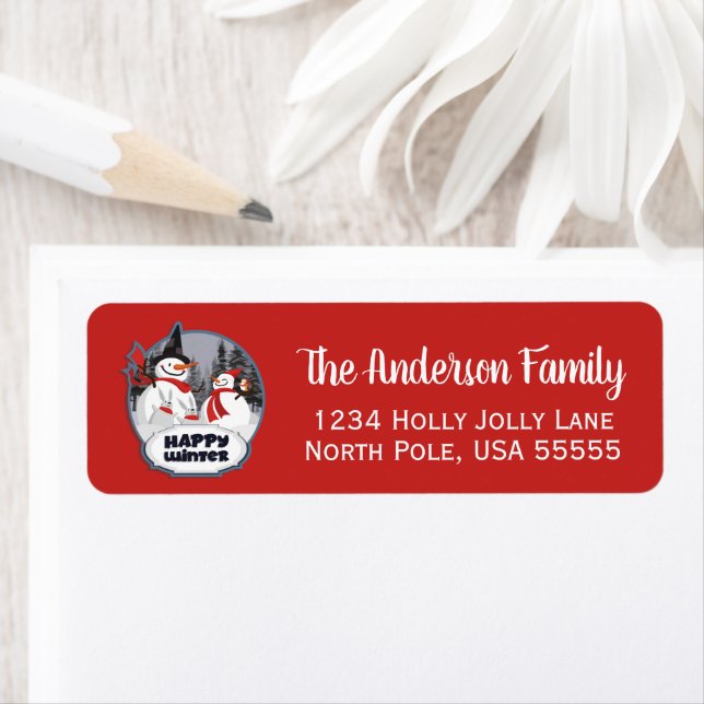 Snowman Christmas Return Address Label (Insitu)