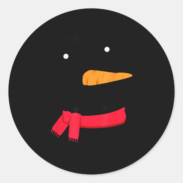 Snowman, Christmas Snowman Face  Classic Round Sticker (Front)
