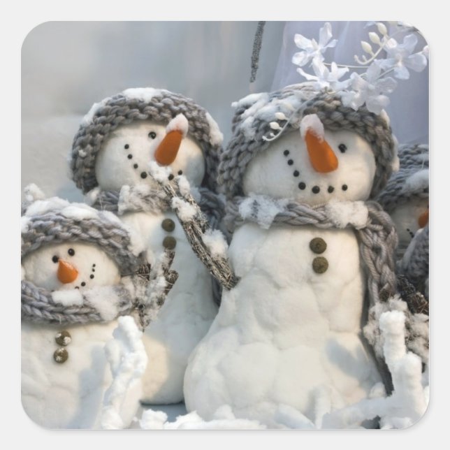 Snowman Christmas Square Sticker (Front)