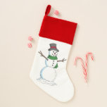 Snowman Christmas Stocking<br><div class="desc">A cheery-but-chilly looking snowman wears a red-ribboned top hat and green scarf in this wintry illustration by Richard H. Fay.</div>