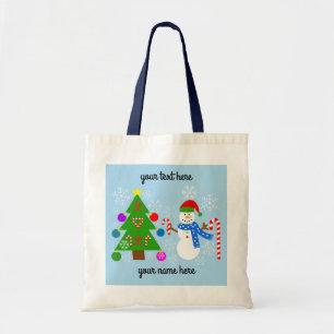 Snowman & Christmas Tree #2 Tote Bag