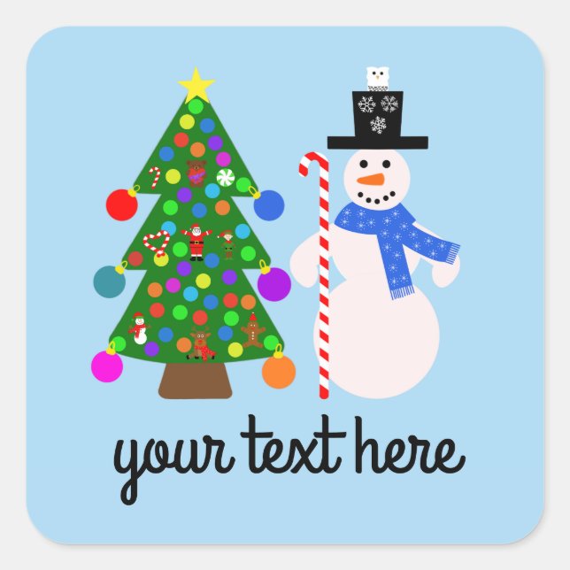 Snowman & Christmas Tree #3 Stickers (Front)