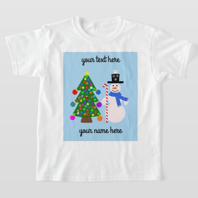 Snowman & Christmas Tree #3 T-Shirt  (Laydown)