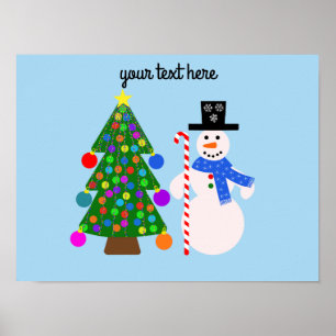 Snowman & Christmas Tree #4 Poster