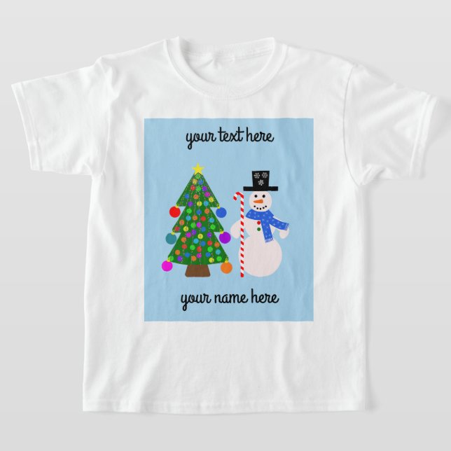 Snowman & Christmas Tree #4 T-Shirt  (Laydown)