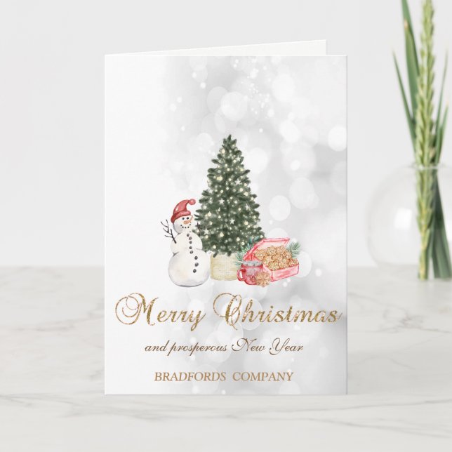 Snowman,Christmas Tree,Cookies Holiday Card (Front)
