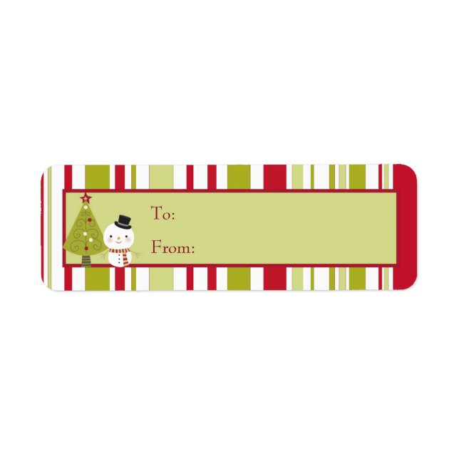 Snowman Christmas Tree Gift Tag Labels (Front)