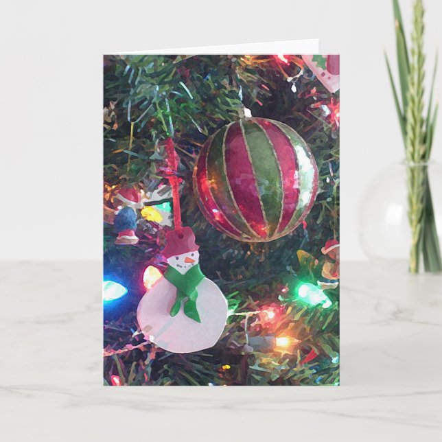 Snowman Christmas Tree Greeting Card (Front)