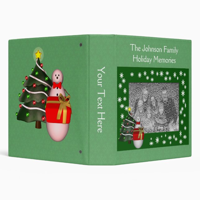 Snowman Christmas Tree Holiday Personalized  Binder (Background)