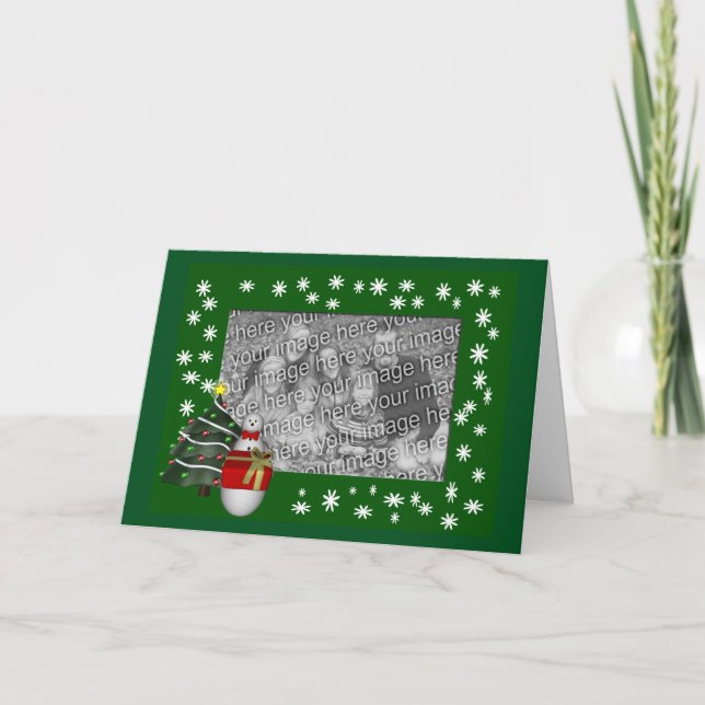 Snowman Christmas Tree Holiday Photo Card (Front)