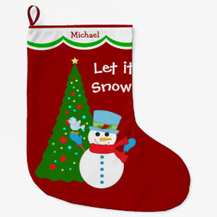 Snowman Christmas Tree Personalized Large Christmas Stocking