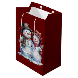 Snowman Christmas Vintage Holiday Medium Gift Bag