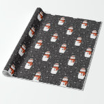 Snowman Christmas Wrapping Paper<br><div class="desc">A cute winter snowman with snowflakes on a black background decorates this Christmas wrapping paper. A simple,  fun pattern for your Holiday Christmas presents. Designed for you by Blackberry Boulevard.</div>