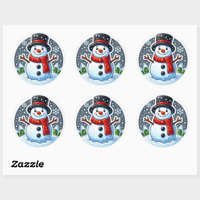 Snowman Circle autocollant de forme (Feuille)