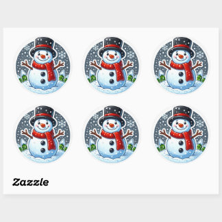 Snowman Circle shape sticker