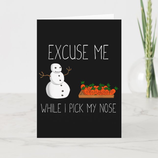 Snowman Cking Nose. Funny Christmas Pun. Boys Men  Card (Front)