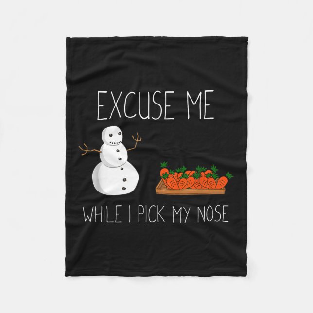 Snowman Cking Nose. Funny Christmas Pun. Boys Men  Fleece Blanket (Front)