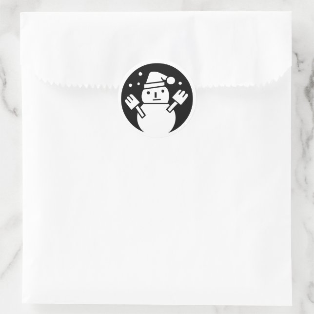 snowman classic round sticker (Bag)