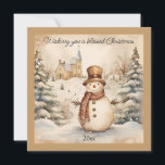 Snowman Classic Vintage Church Blessed Christmas Holiday Card<br><div class="desc">Share the warmth and peace of the season with this beautifully illustrated Christmas card, featuring a snowman in a cozy plaid scarf standing before a charming countryside church. Soft snow falls over the quiet landscape, creating a nostalgic winter scene that captures the heart of a traditional Christmas. Perfect for sending...</div>