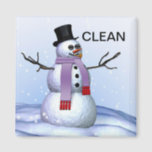 Snowman Clean Dirty Christmas Dishwasher Magnet<br><div class="desc">Snowman with words saying clean makes a nice Christmas dishwasher magnet.</div>