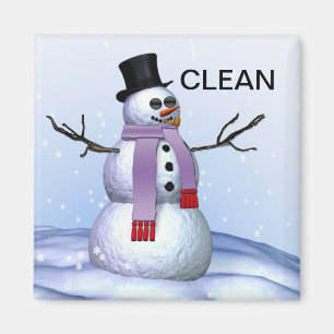 Snowman Clean Dirty Christmas Dishwasher Magnet