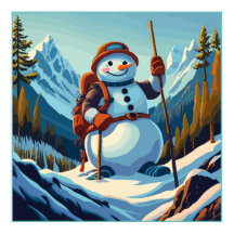 Snowman climbs mountains at Christmas