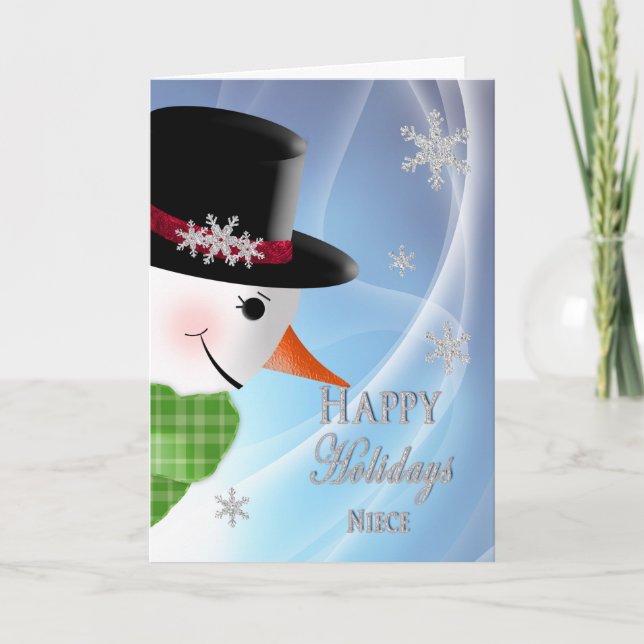 Snowman Close-up - Christmas - NIECE Holiday Card (Front)