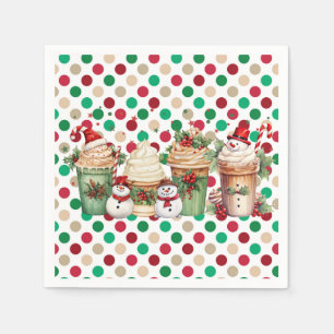 Snowman Coffee Christmas Paper Napkins