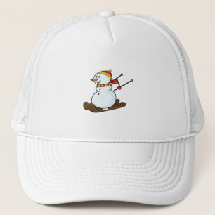 Snowman comme skieur avec ski et Casquette