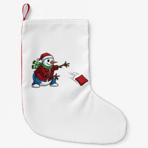Snowman Cornhole Christmas 2026 Holiday Tailgate Small Christmas Stocking