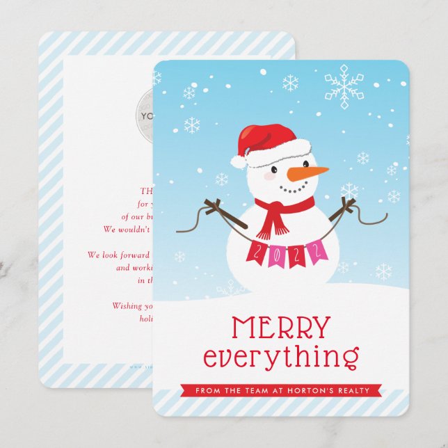 SNOWMAN CORPORATE HOLIDAY cute snow business Invitation (Front/Back)