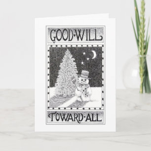 Snowman Country Christmas scene Card