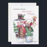 Snowman Couple Christmas Card<br><div class="desc">A charming Christmas card featuring a snowman and snow-woman couple dressed for the holidays. Perfect greeting card FOR grandparents or FROM grandparents to everyone. (Image by Toniatkach on Freepik). The card is easy to customize with your wording, font and font colour. Not exactly what you're looking for? All our products...</div>
